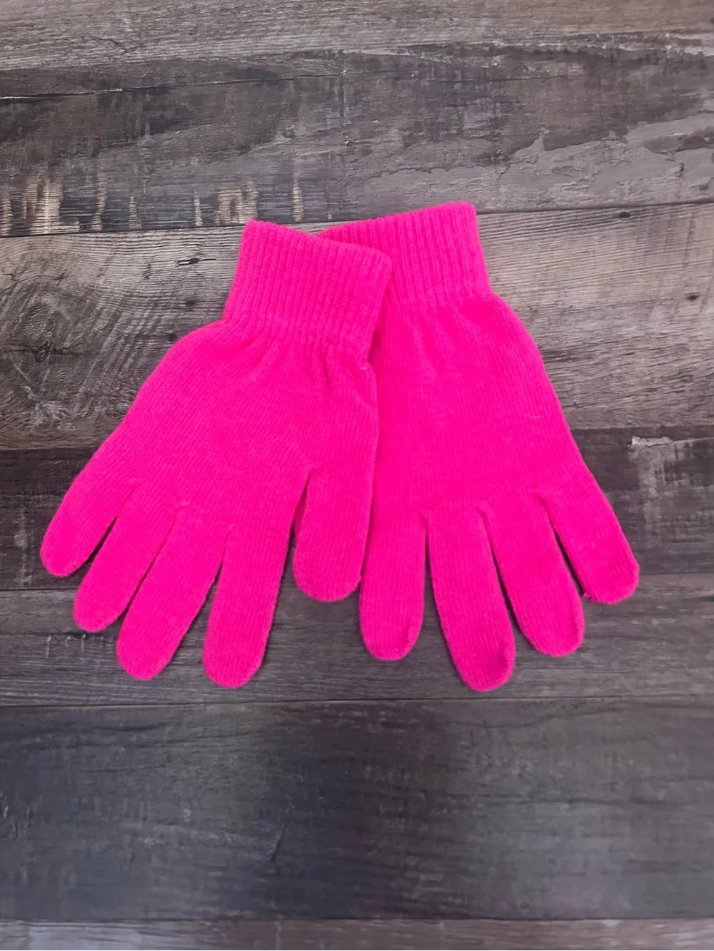 Bright Pink Knit Gloves - Soft Winter Accessory